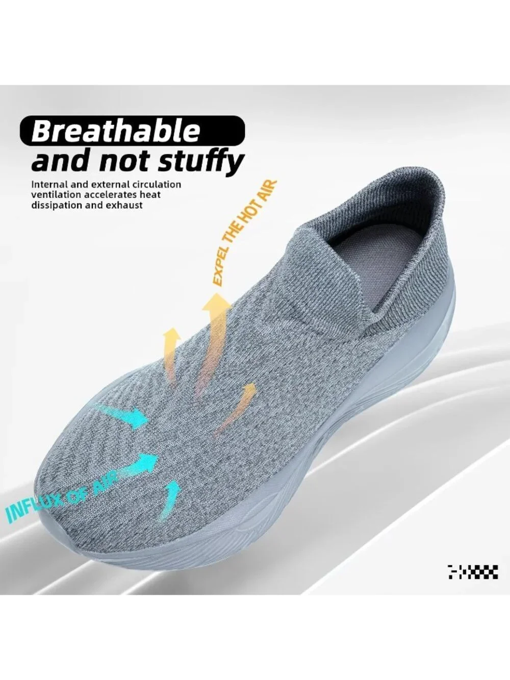 Men's Grey Slip On Walking Shoes Running Comfortable Tennis Breathable Sneakers